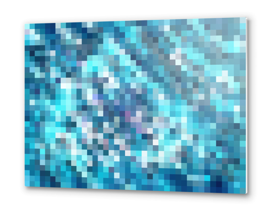 geometric square pixel pattern abstract in blue Metal prints by Timmy333