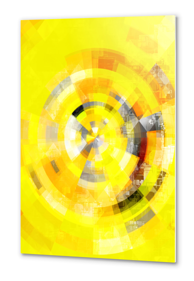 graphic design geometric circle pattern abstract background in yellow brown Metal prints by Timmy333