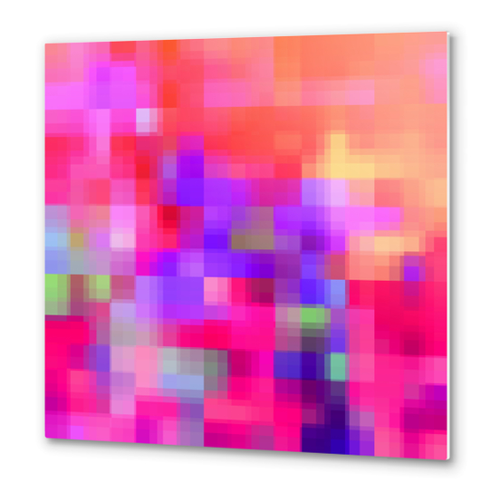 geometric pixel square pattern abstract background in pink purple blue Metal prints by Timmy333