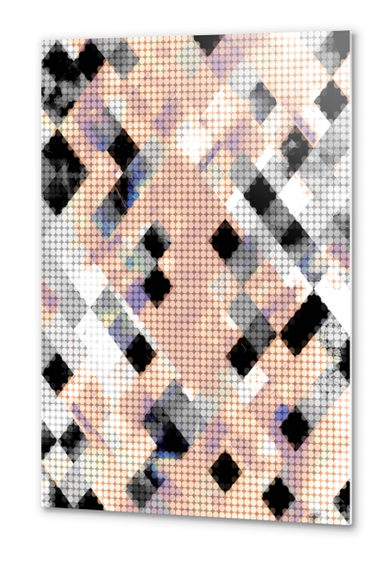 geometric pixel square pattern abstract background in brown Metal prints by Timmy333