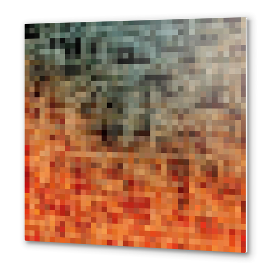 geometric pixel square pattern abstract background in brown black Metal prints by Timmy333