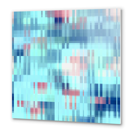 geometric pixel square pattern abstract background in blue brown Metal prints by Timmy333