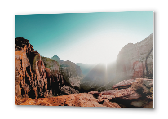 Mountain view with summer sky at Zion national park Utah USA Metal prints by Timmy333