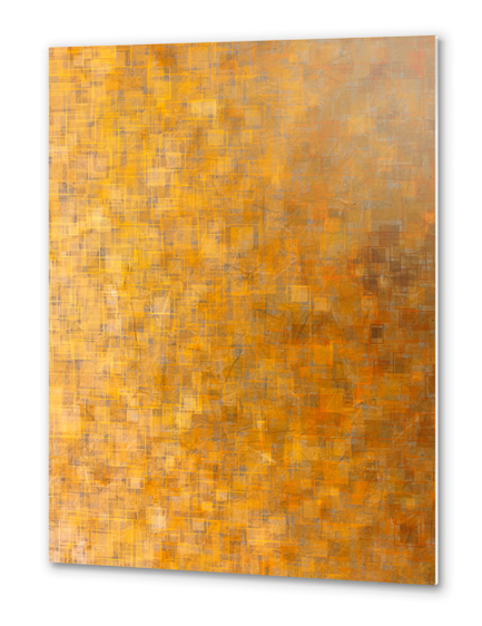 brown geometric square pixel pattern abstract background Metal prints by Timmy333