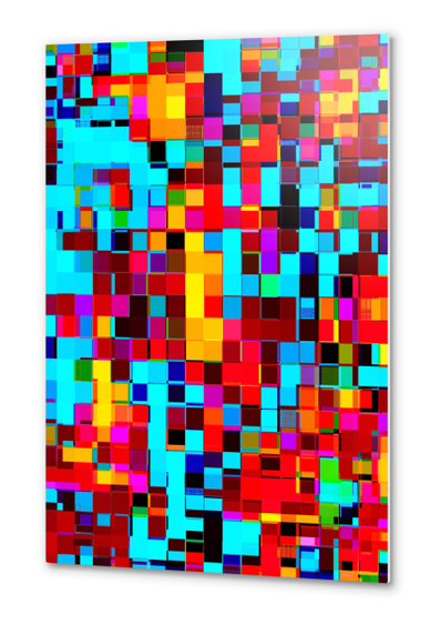 graphic design geometric pixel square pattern abstract background in red blue pink Metal prints by Timmy333