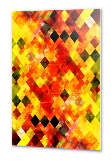 geometric square pixel pattern abstract background in red yellow Metal prints by Timmy333