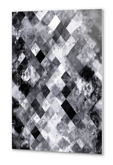 graphic design pixel geometric square pattern abstract background in black and white Metal prints by Timmy333