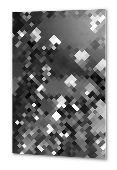 graphic design pixel geometric square pattern abstract background in black and white Metal prints by Timmy333