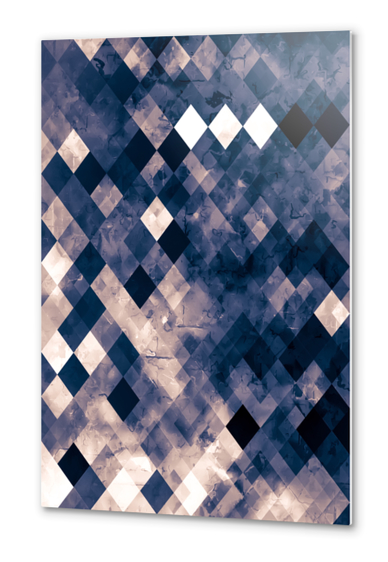 geometric square pixel pattern abstract background in black and white Metal prints by Timmy333