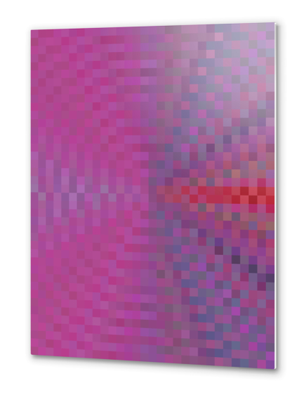 geometric square pixel pattern abstract background in pink and blue Metal prints by Timmy333