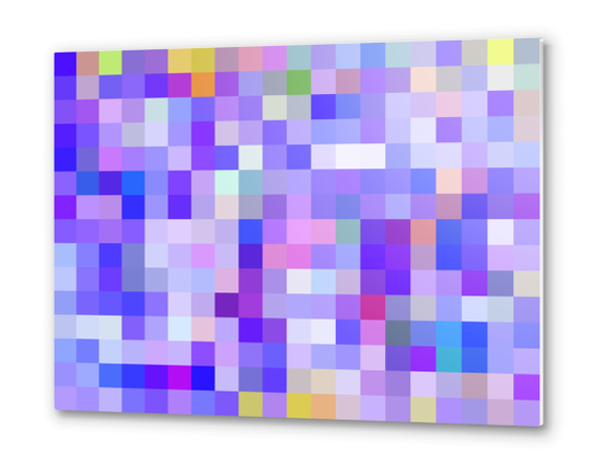 geometric square pixel pattern abstract background in blue pink purple Metal prints by Timmy333