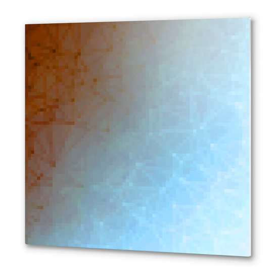 geometric pixel square pattern abstract background in brown blue Metal prints by Timmy333