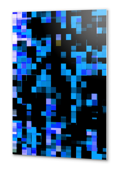 geometric pixel square pattern abstract background in blue black Metal prints by Timmy333