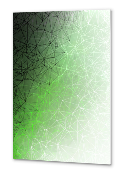 fractal geometric line pattern abstract art in green Metal prints by Timmy333