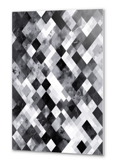 graphic design pixel geometric square pattern abstract background in black and white Metal prints by Timmy333