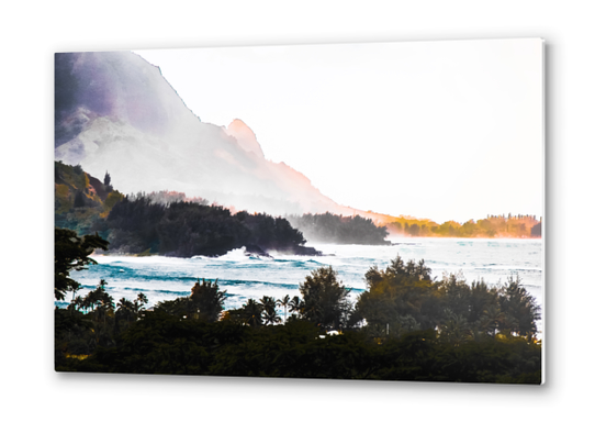 mountains scenic with blue wave at Kauai, Hawaii, USA Metal prints by Timmy333