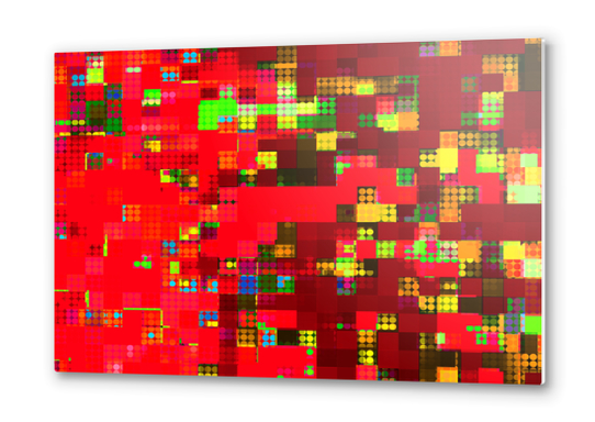 geometric pixel square pattern abstract background in red green yellow Metal prints by Timmy333