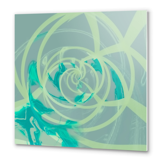 spiral line pattern painting texture abstract in blue green Metal prints by Timmy333