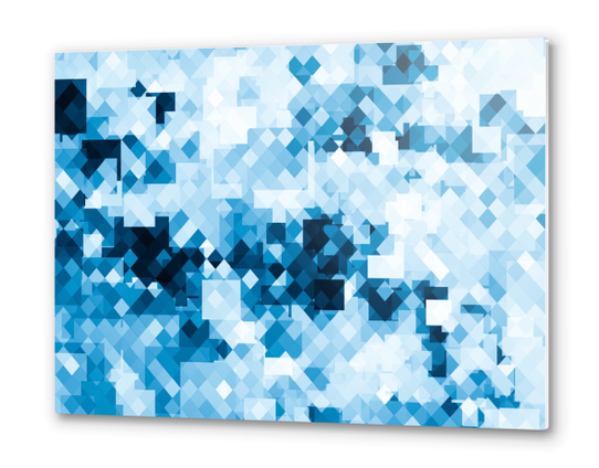 geometric square pixel pattern abstract background in blue Metal prints by Timmy333