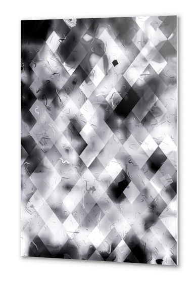 geometric square pixel pattern texture abstract art background in black and white Metal prints by Timmy333