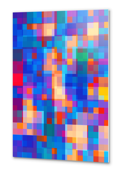 geometric pixel square pattern abstract background in blue red pink Metal prints by Timmy333