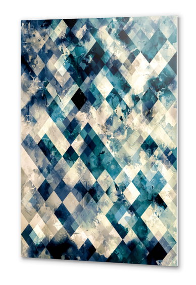 geometric pixel square pattern abstract background in blue Metal prints by Timmy333