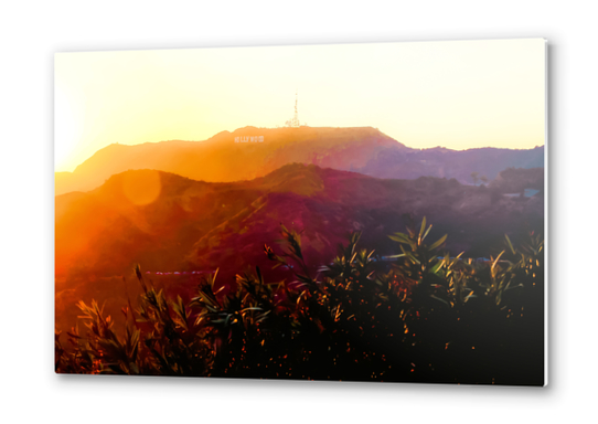 sunset sky at Hollywood Sign, Los Angeles, California, USA Metal prints by Timmy333
