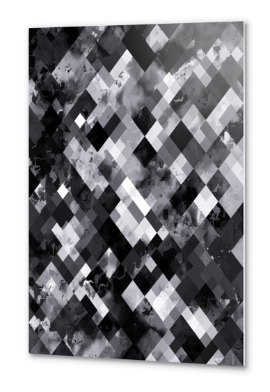 graphic design pixel geometric square pattern abstract background in black and white Metal prints by Timmy333