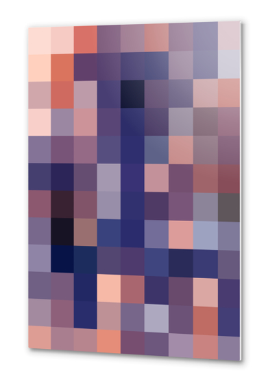 graphic design geometric pixel square pattern abstract background in blue brown Metal prints by Timmy333