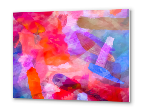 splash painting texture abstract background in purple pink red blue Metal prints by Timmy333