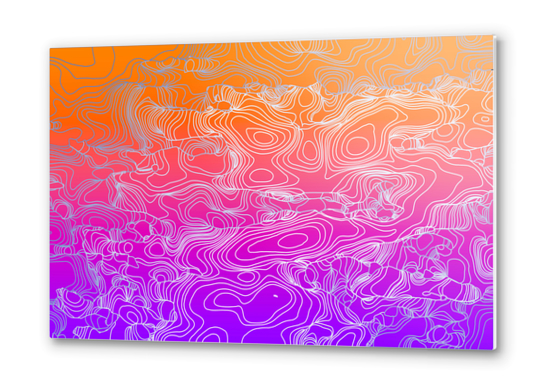 geometric fractal line abstract background in purple orange Metal prints by Timmy333