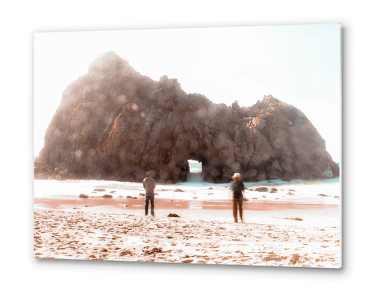 Beach with big stone at Pfeiffer beach Big Sur California USA Metal prints by Timmy333