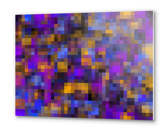 geometric square pixel pattern abstract background in blue purple yellow Metal prints by Timmy333