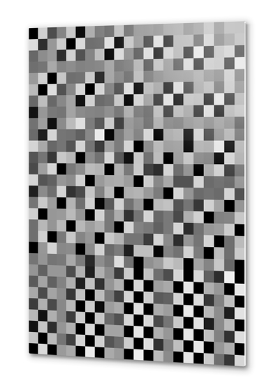 graphic design pixel geometric square pattern abstract background in black and white Metal prints by Timmy333