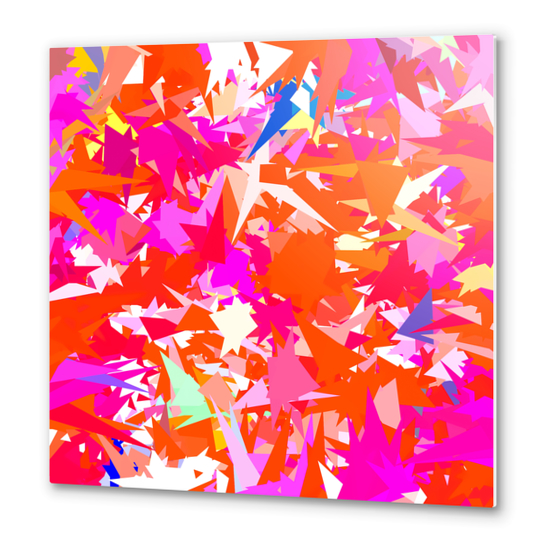 colorful geometric triangle abstract art background in pink purple orange Metal prints by Timmy333