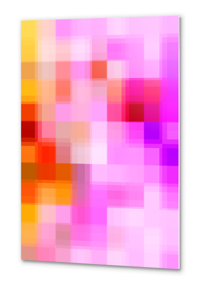 geometric pixel square pattern abstract background in pink purple yellow Metal prints by Timmy333