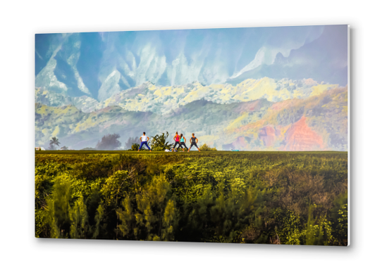 green tropical mountain view at Kauai, Hawaii, USA Metal prints by Timmy333