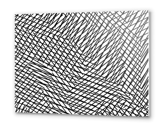 geometric line pattern abstract background in black and white Metal prints by Timmy333