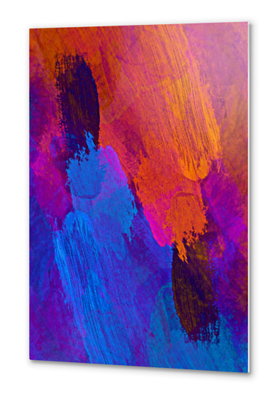 abstract splatter brush stroke painting texture background in purple blue red pink orange Metal prints by Timmy333