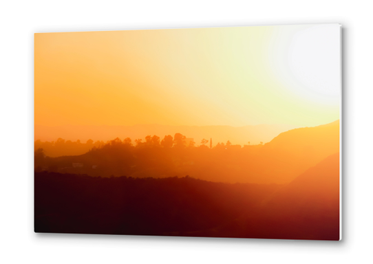 summer sunset with mountain layer in Los Angeles California USA Metal prints by Timmy333