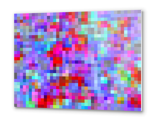 geometric square pixel pattern abstract background in pink blue purple Metal prints by Timmy333