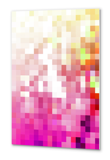 geometric pixel square pattern abstract background in pink yellow Metal prints by Timmy333