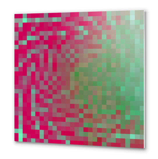 graphic design pixel geometric square pattern abstract background in pink green Metal prints by Timmy333