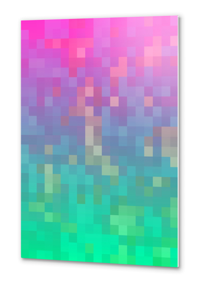 geometric pixel square pattern abstract background in pink purple blue green Metal prints by Timmy333