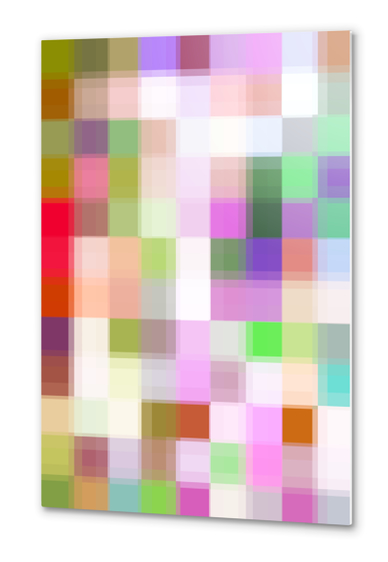 geometric pixel square pattern abstract background in pink green purple Metal prints by Timmy333