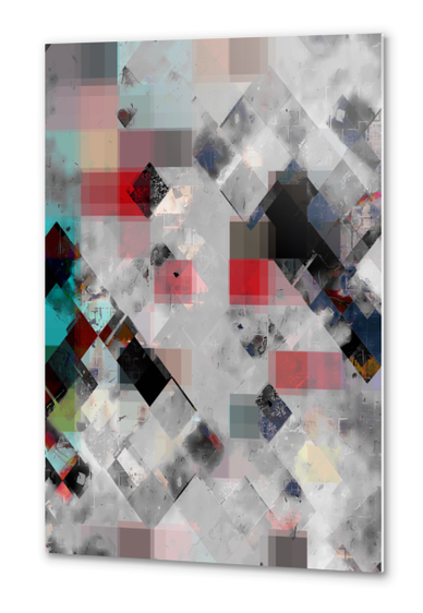 geometric pixel square pattern abstract background in red blue Metal prints by Timmy333