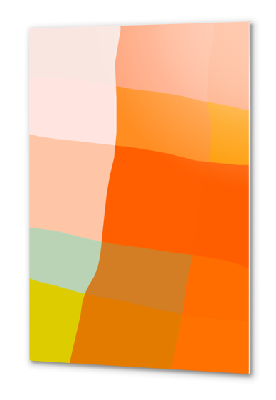 geometric square line pattern abstract in brown orange pink blue Metal prints by Timmy333