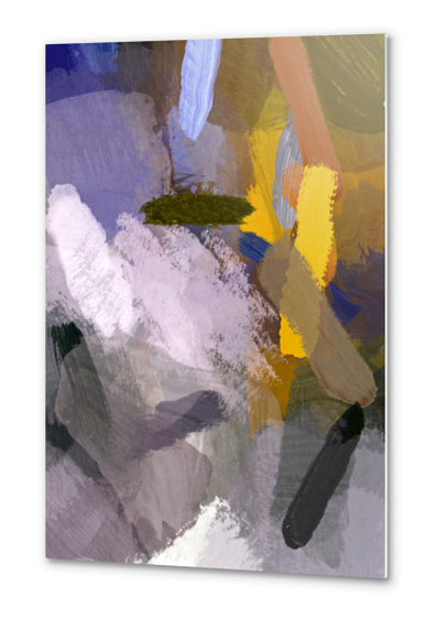 abstract splatter brush stroke painting texture background in yellow purple brown Metal prints by Timmy333