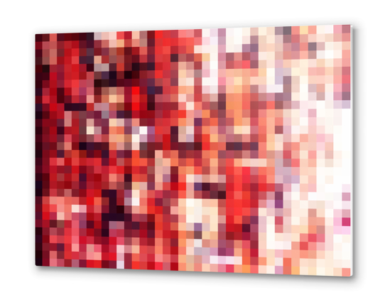 red geometric square pixel pattern abstract background Metal prints by Timmy333