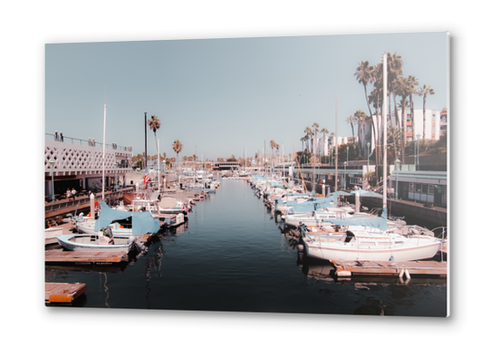 Boat with blue sky at Redondo beach California USA Metal prints by Timmy333